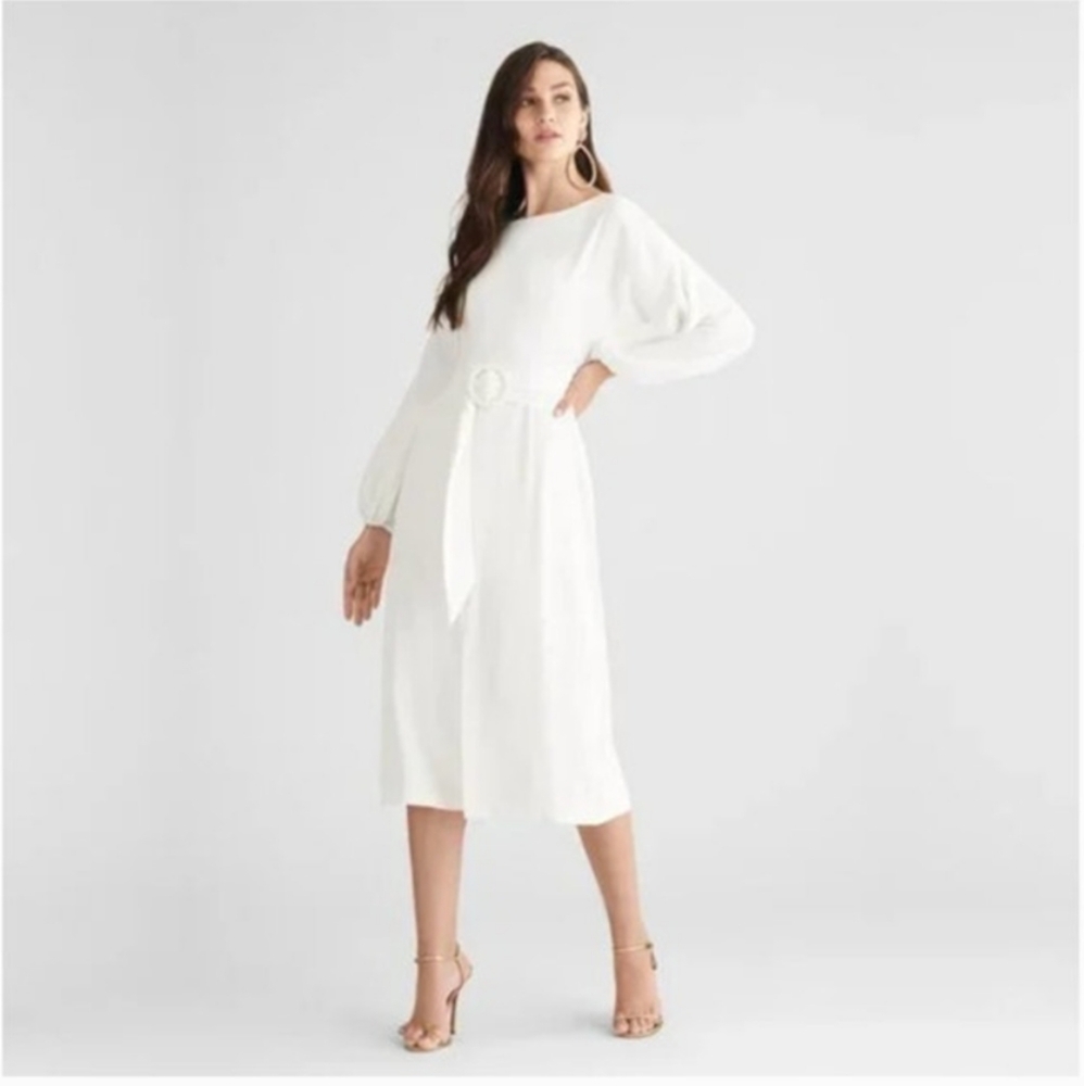 SACHIN + BABI Dress Size 22 / 22W Evening Gown NEW Annie Ivory Knee Length Sash